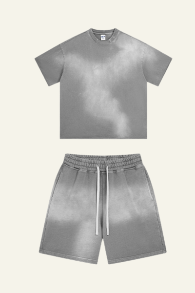Men's Cotton Gradient Set: Loose-fitting T-shirt And Short