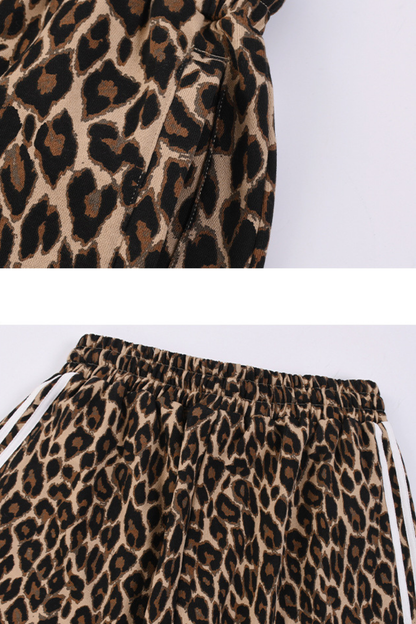Men's Fall Winter Vintage Leopard Curved-Leg Sweatpants