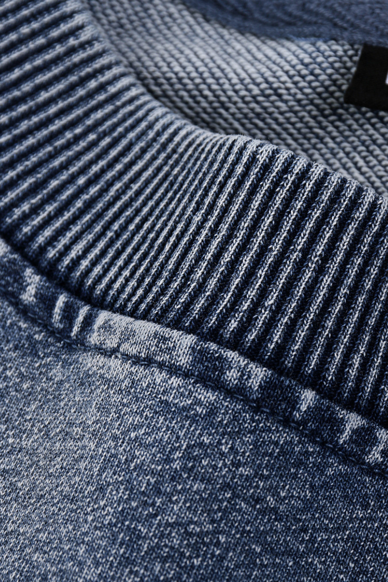 Unisex Fall Clothing Heavy Knit Denim Washed Sweatshirt
