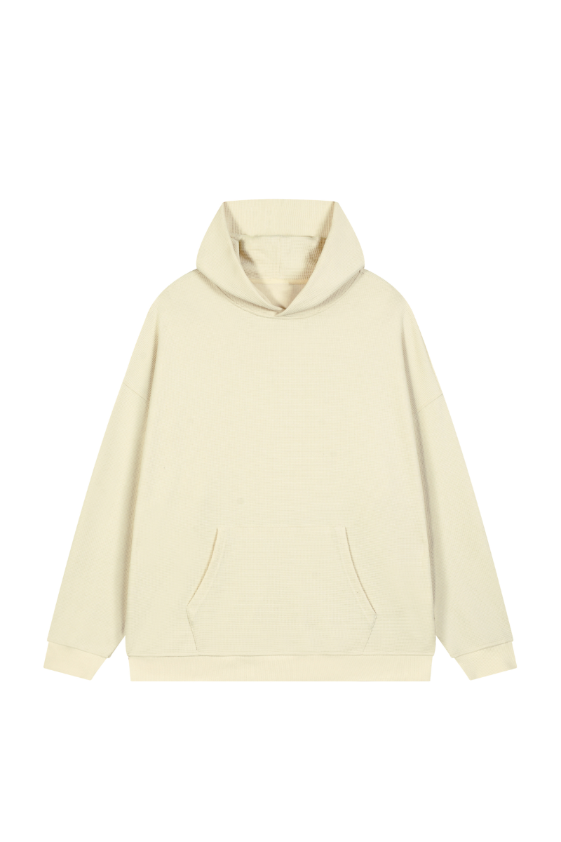 Women's Fall Waffle-Texture Drop-Shoulder Pullover Hoodie