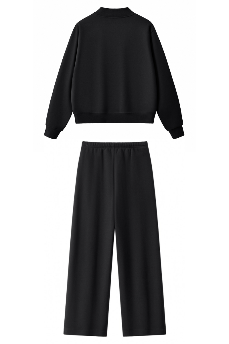 Women Fall Mock Neck Sweatshirt Wide Leg Pants Set