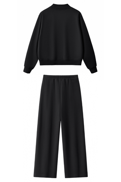 Women Fall Mock Neck Sweatshirt Wide Leg Pants Set
