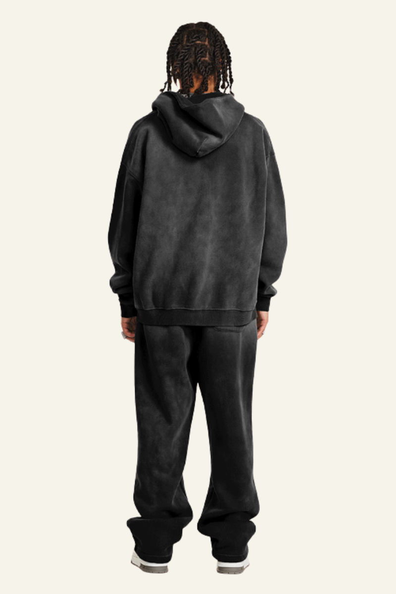Men's Streetwear Set:Hooded Jacket And Straight-leg Pants