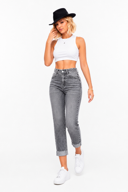 Women's High Waist Stretch slim Straight Leg Jeans