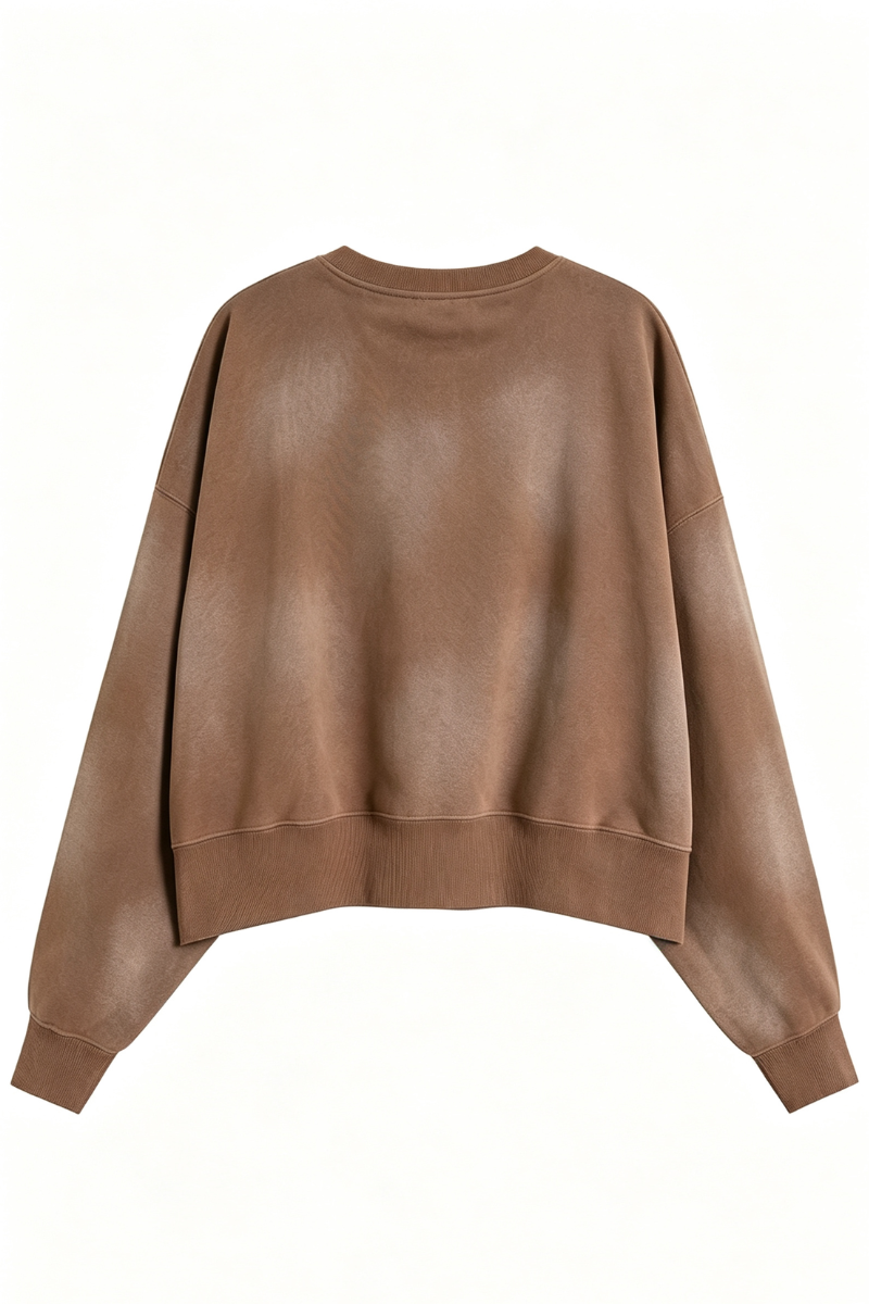 Women's Fall Vintage-Wash Cropped Crewneck Sweatshirt