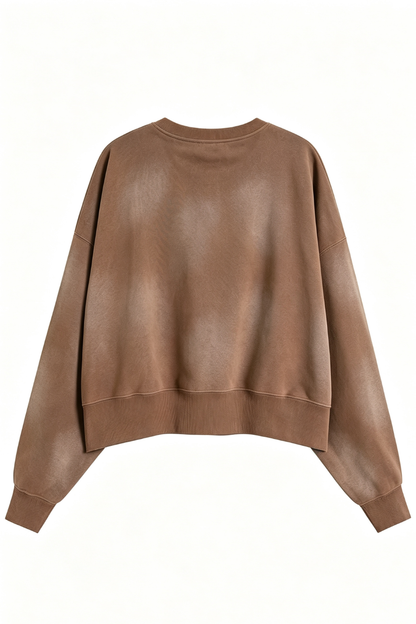 Women's Fall Vintage-Wash Cropped Crewneck Sweatshirt