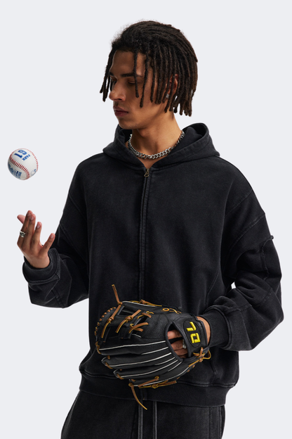Men's Cotton Streetwear Full Zipper Hooded Jacket