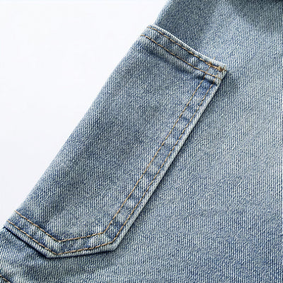 Men's Summer Dark Wash Carpenter Drawstring Denim Shorts