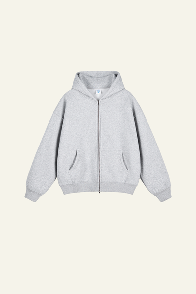 Men's Streetwear Fleece-lined  Full-Zipper Hooded Jaacket