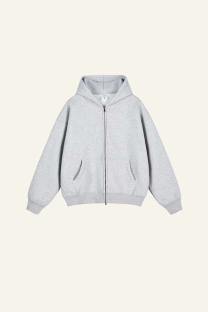 Men's Streetwear Fleece-lined  Full-Zipper Hooded Jaacket