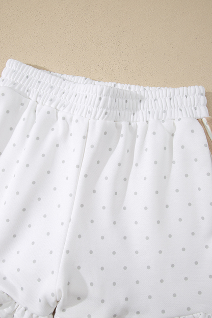 Women's Spring Sweet Polka Dot Lace Trim Two Piece Set