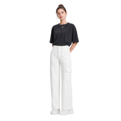 Women's High Waist Multi-Pocket Wide Leg Cargo Jeans