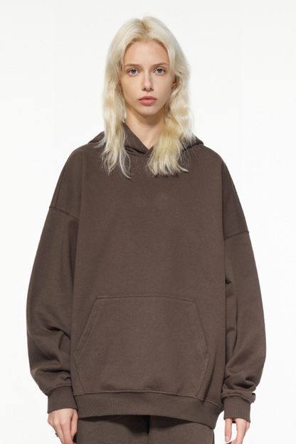 Women's FallWinter 430g Terry Solid LooseDropShoulder Hoodie