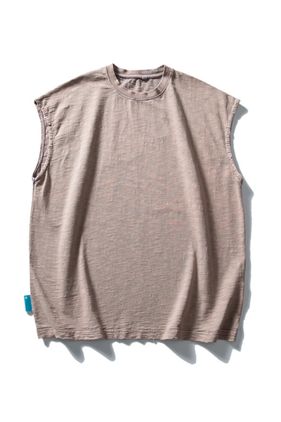 Unisex Heavy Washed Retro Crewneck Oversized Reflective Tank