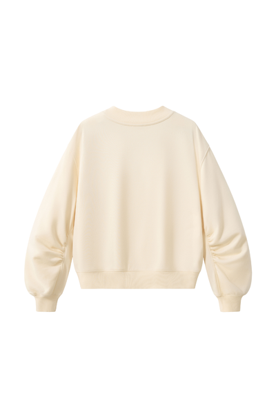 Women Fall Clothing V Neck Boxy Cropped Lantern Sweatshirt