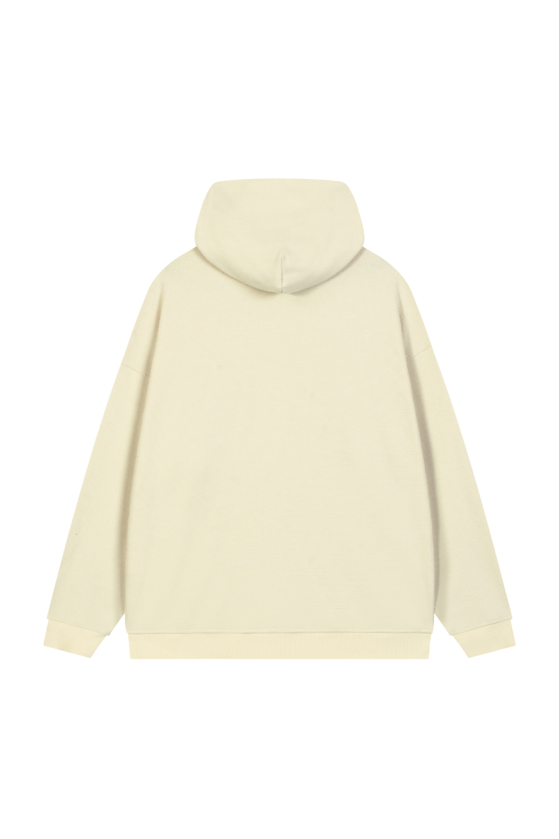 Women's Fall Waffle-Texture Drop-Shoulder Pullover Hoodie