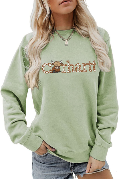Women Winter Christmas Highland Cow Graphic Sweatshirt