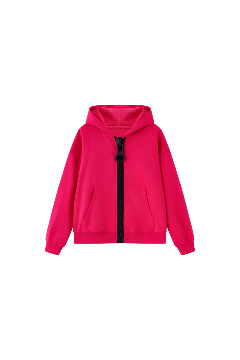 Unisex Fall Clothing Color Block Big Zip Cotton Hoodie