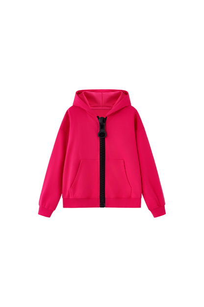 Unisex Fall Clothing Color Block Big Zip Cotton Hoodie