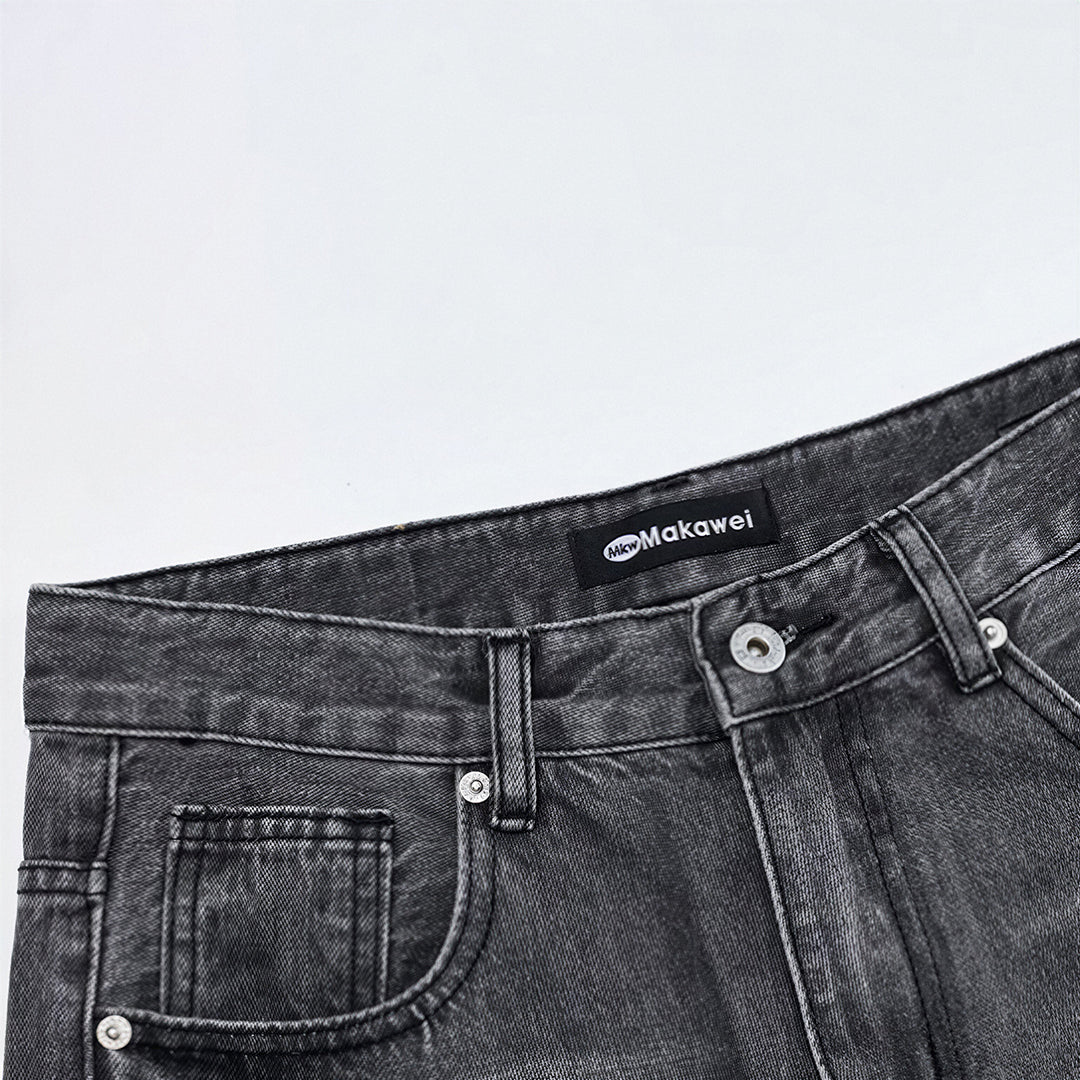 Men's Spring Gray Gradient Cat Whisker Denim Jeans
