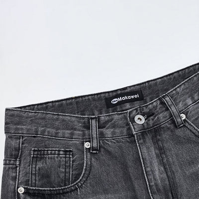 Men's Spring Gray Gradient Cat Whisker Denim Jeans