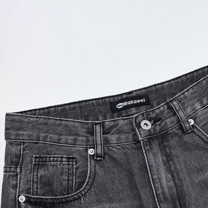 Men's Spring Gray Gradient Cat Whisker Denim Jeans