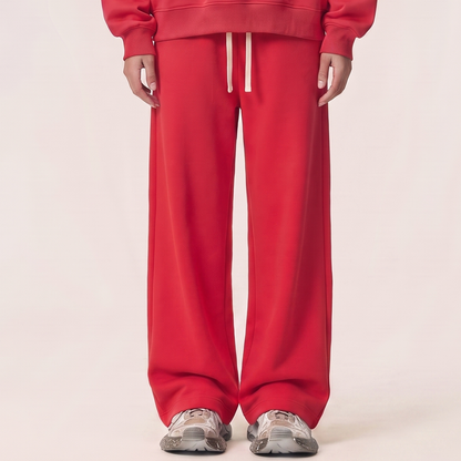 Unisex Spring Cotton Wide-Leg Drawstring Pocket Sweatpants