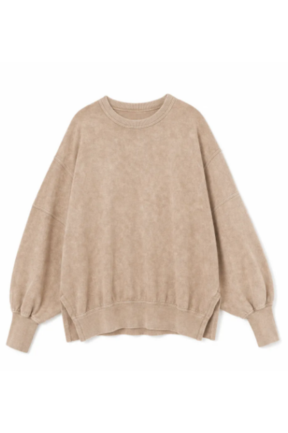 Women Fall Washed Vintage Loose Crew Neck Sweatshirt