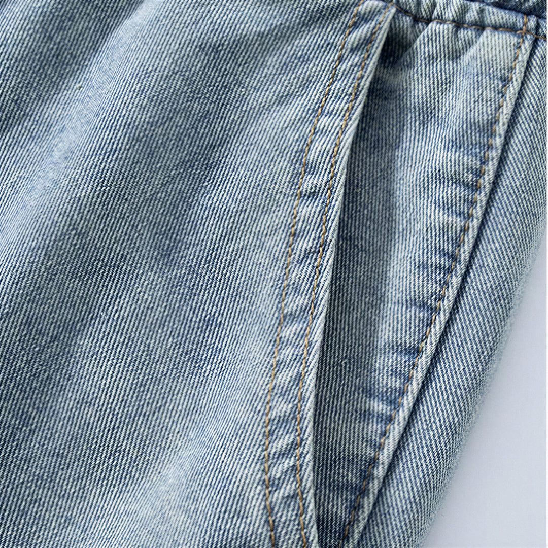 Men's Summer Dark Wash Carpenter Drawstring Denim Shorts