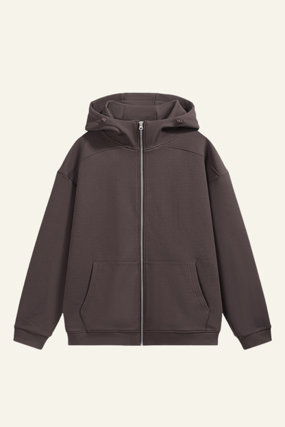 Men's Streetwear Front Pocket Full-zipper Hooded Jacket