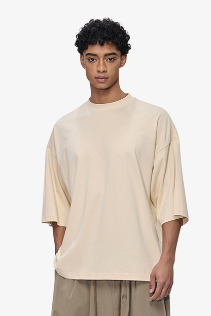 Men's Retro Cotton Drop-Shoulder Solid T-shirt