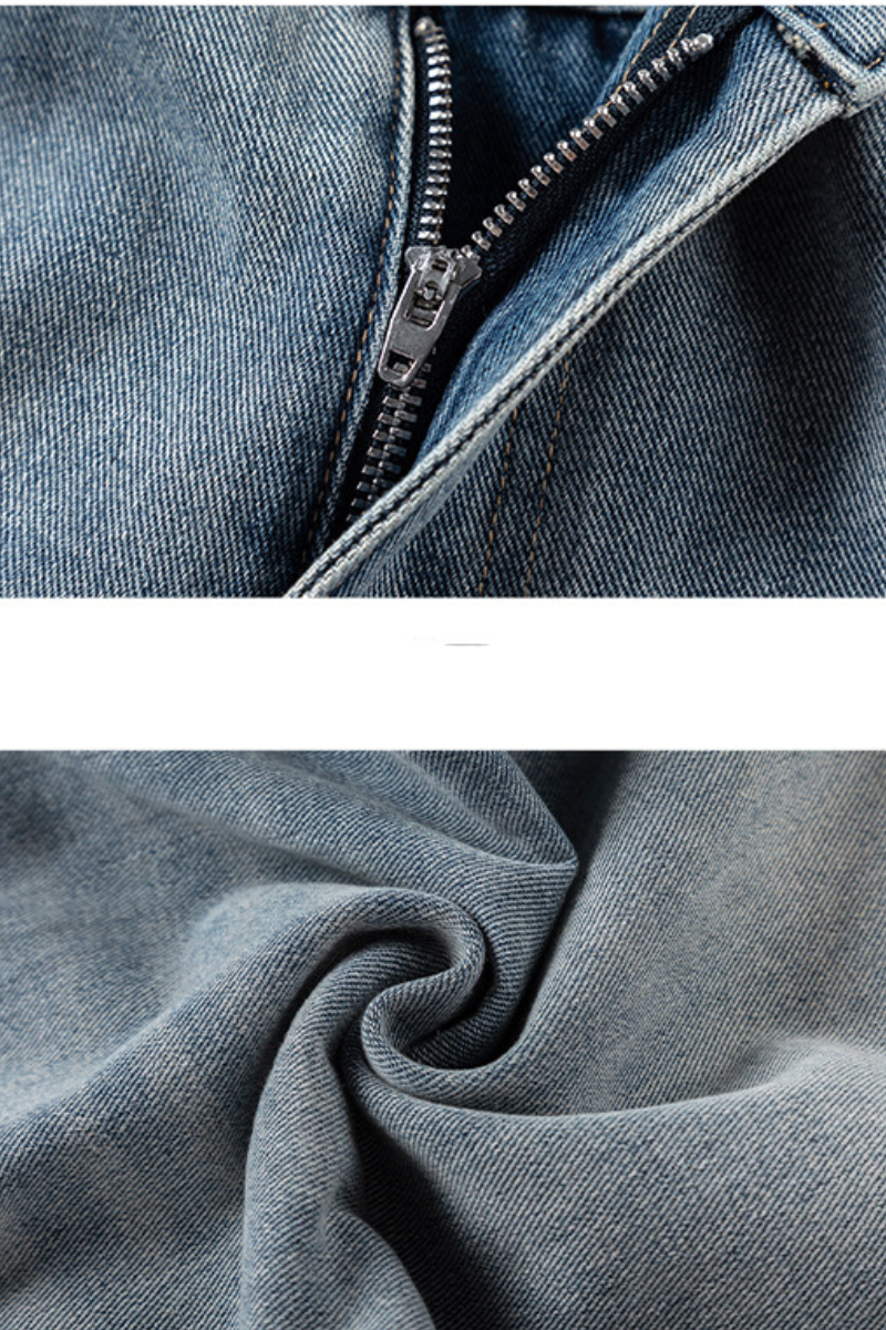 Men's Fall Curved Washed Structural Retro Straight Jeans