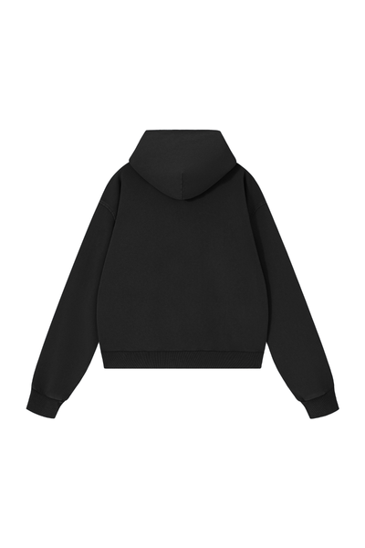 Men Fall Washed Vintage Boxy Double Zip Hoodie