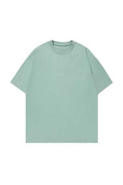 Men's Summer Japanese Loose Cotton Solid Crewneck Basics Tee