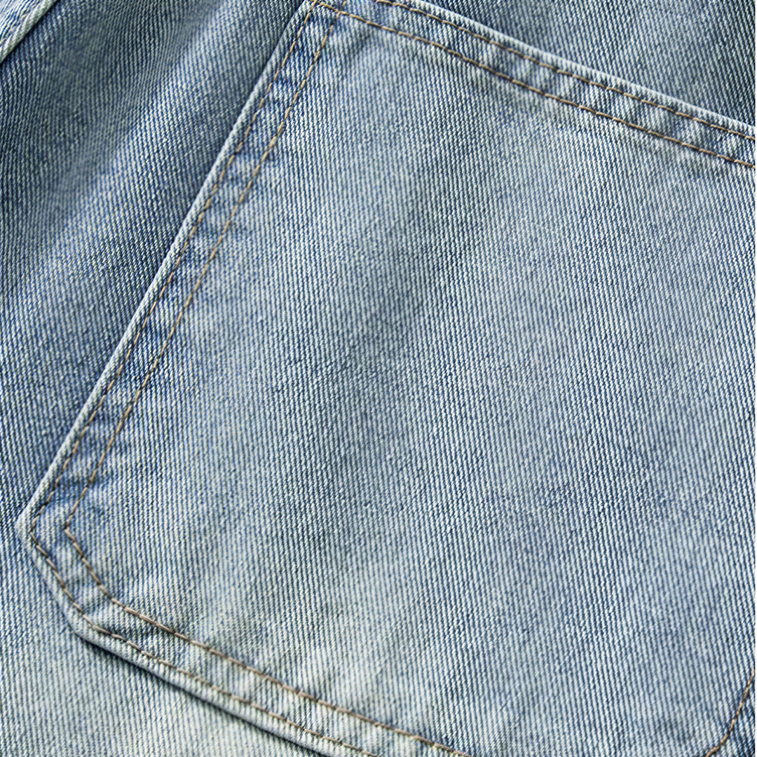 Men's Summer Dark Wash Carpenter Drawstring Denim Shorts