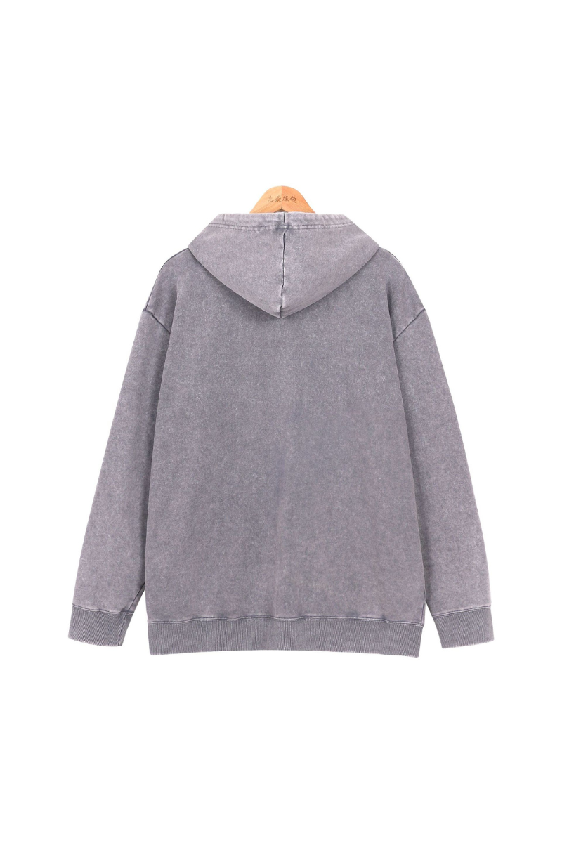 Women Fall Washed Vintage Oversized Zip Up Hoodie