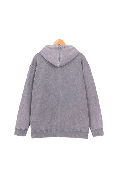 Women Fall Washed Vintage Oversized Zip Up Hoodie