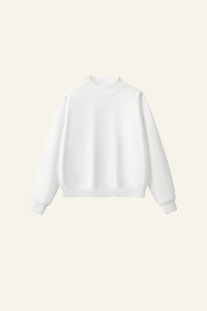 Women's Streetwear Stand-Collar Solid Mock Neck Sweatshirt