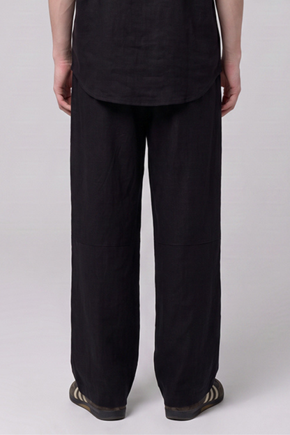 Men's Summer Lyocell-Linen Elastic-Waist Wide-Leg Pants