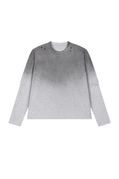 Men Fall Gradient Distressed Layered Long Sleeve Top