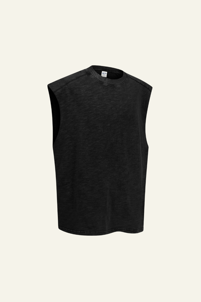 Men's Cotton Washed Retro Round-necked Tank Top