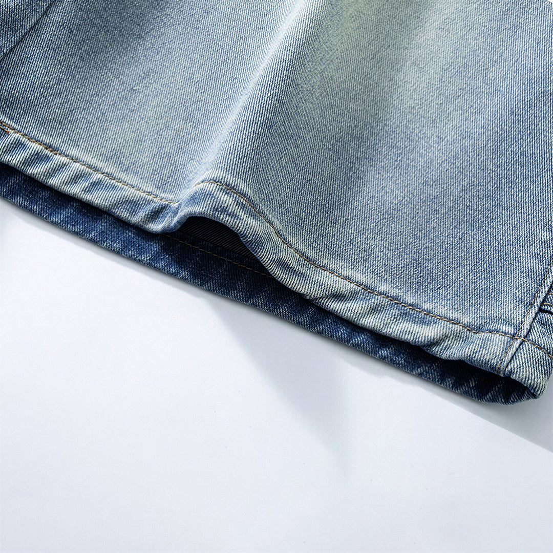 Men's Summer Dark Wash Carpenter Drawstring Denim Shorts