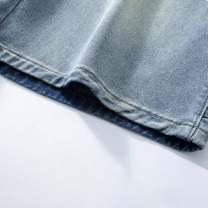 Men's Summer Dark Wash Carpenter Drawstring Denim Shorts
