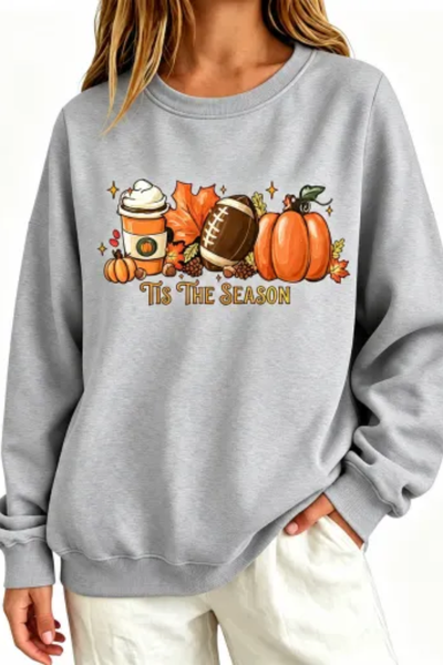 Women Fall Clothing Pumpkin Football Coffee Sweatshirt