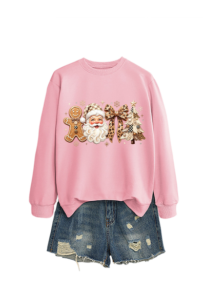 Unisex Fall Clothing Christmas Santa Bow Sweatshirt