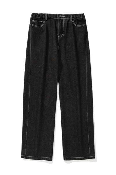 Men's Spring Panel Stitch Raw Denim Retro Straight Jeans