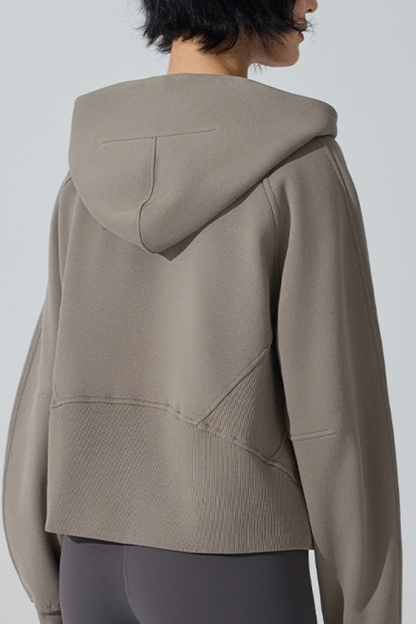Women Fall Clothing Cozy Thermal Fleece Hooded Zip Jacket