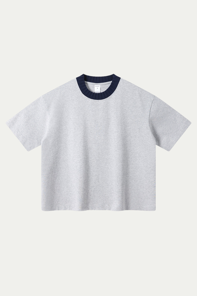 Women's 305g Cotton Colorblock Knit Boxy Crewneck Tee