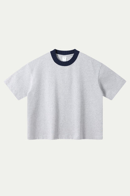 Women's 305g Cotton Colorblock Knit Boxy Crewneck Tee