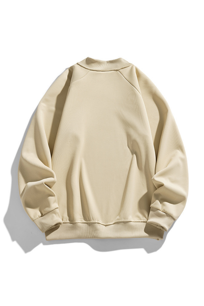 Men Spring Diagonal Zip Mock Neck Oversized Sweatshirt